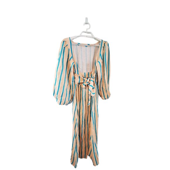 VRG GRL nwt Tularose linen midi dress womens size 4 Spritz - Picture 5 of 6